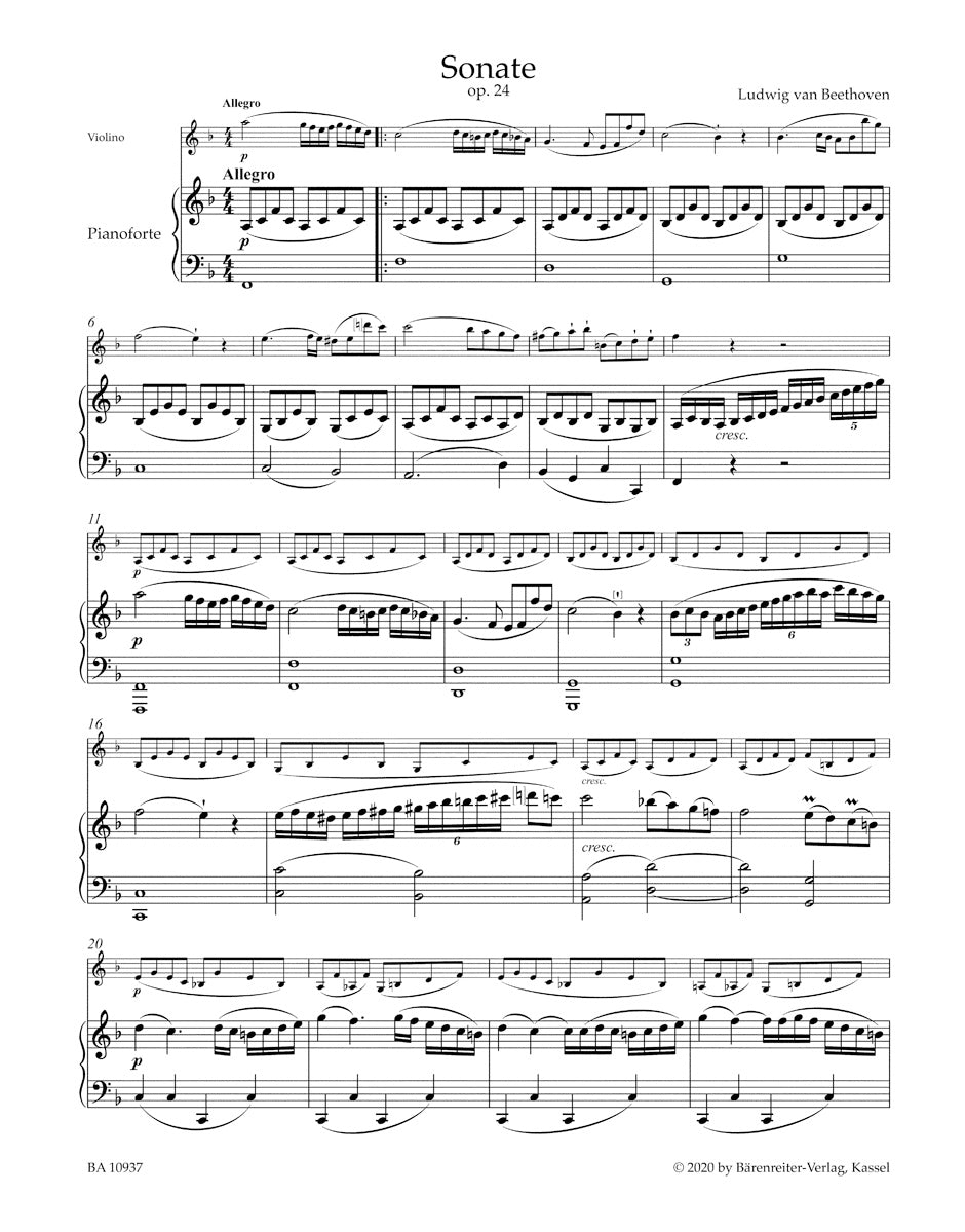 Sonata for Piano and Violin in F major Op. 24 "Spring Sonata" - Beethoven